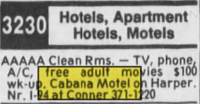 Cabana Motel - 1993 Ad For Apartment